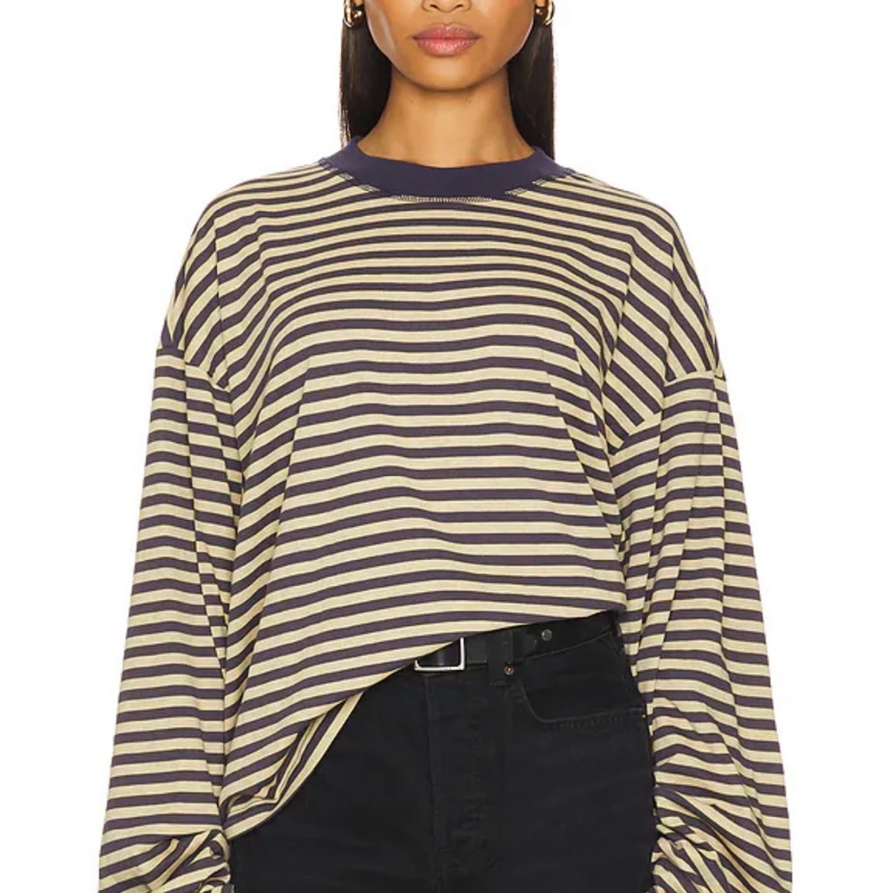 LIONESS - Bloom Striped Top in Beige Cream